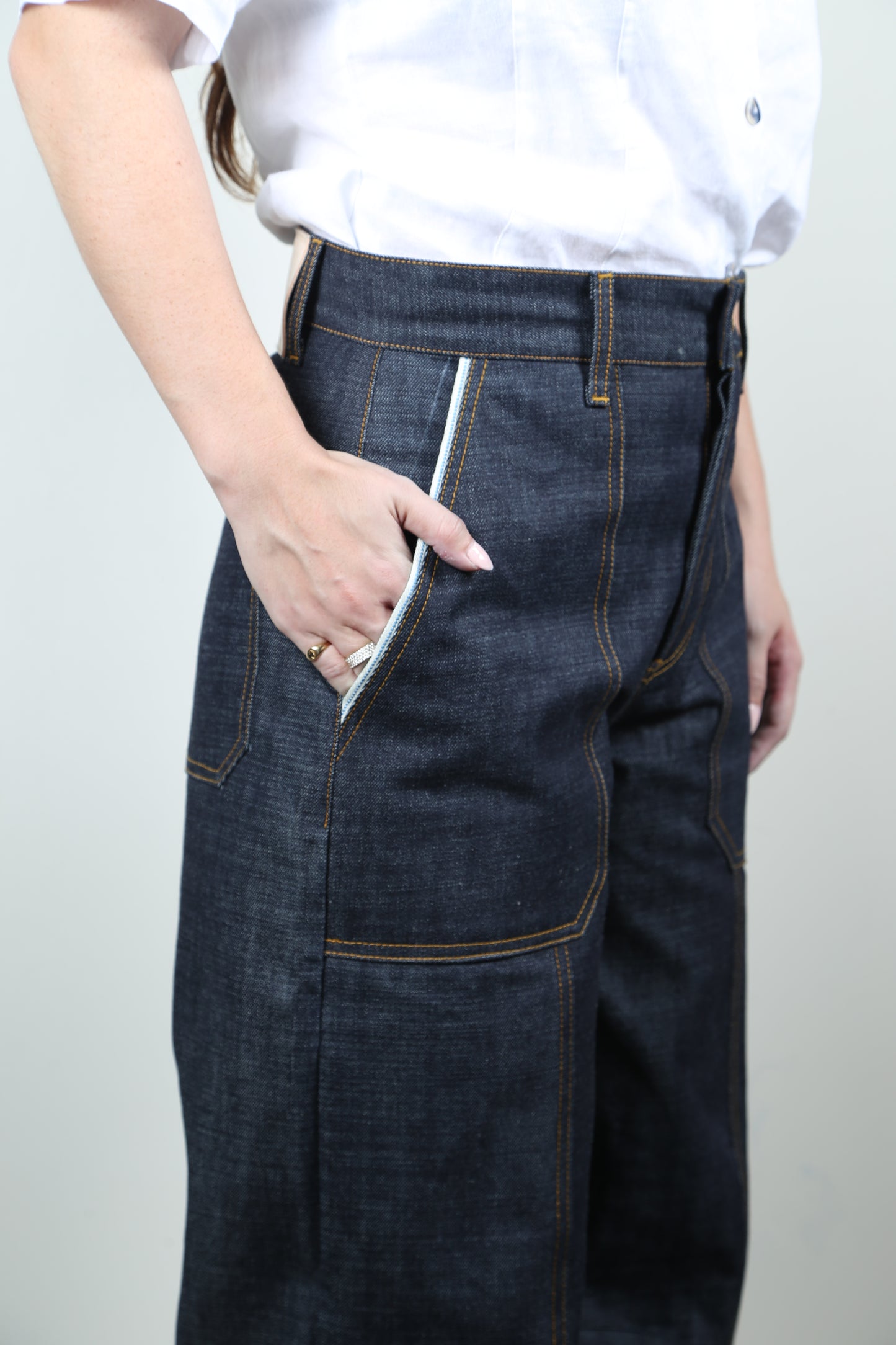 13oz Blue Lined Selvedge Baker Jeans - Wide Curved Cut