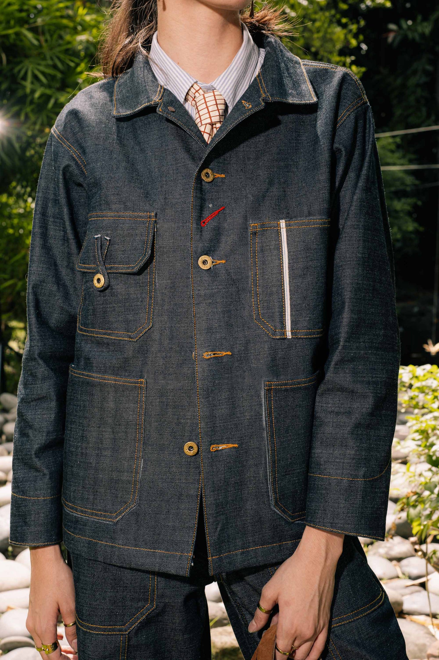 13oz Red Lined Selvedge Denim Chore Jacket