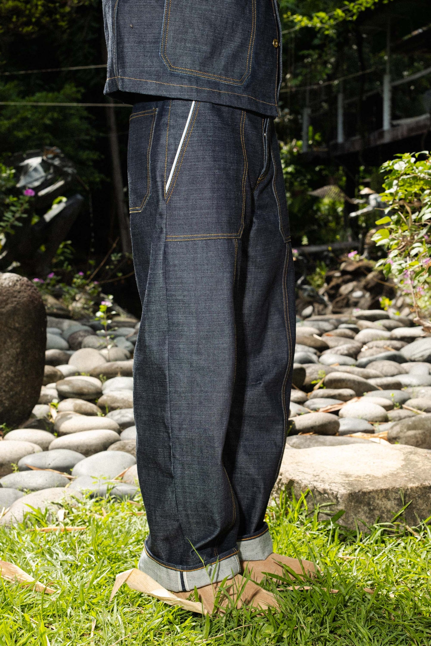 13oz Blue Lined Selvedge Baker Jeans - Wide Curved Cut