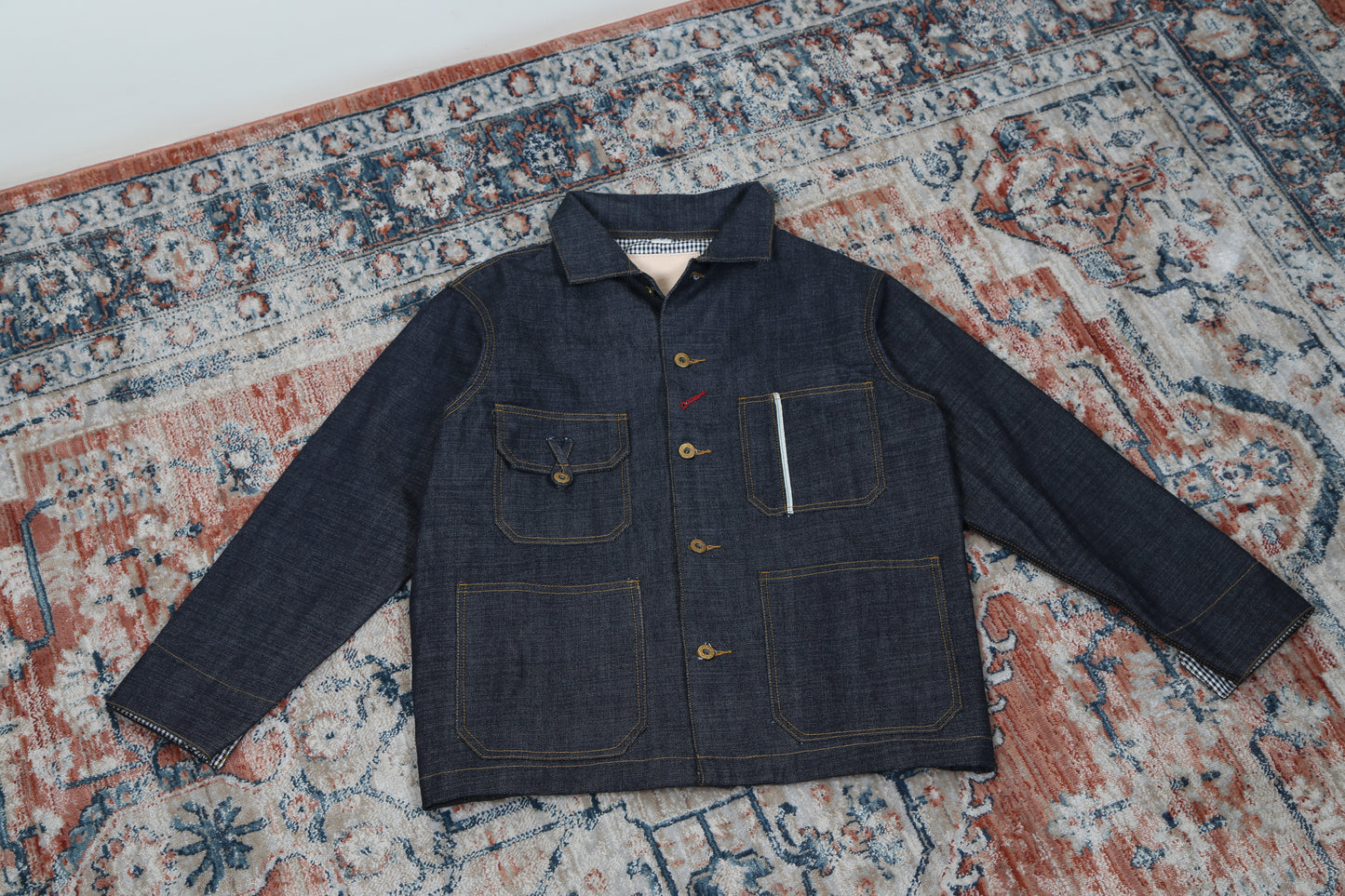 16oz Heavyweight Red Lined Selvedge Denim Chore Jacket